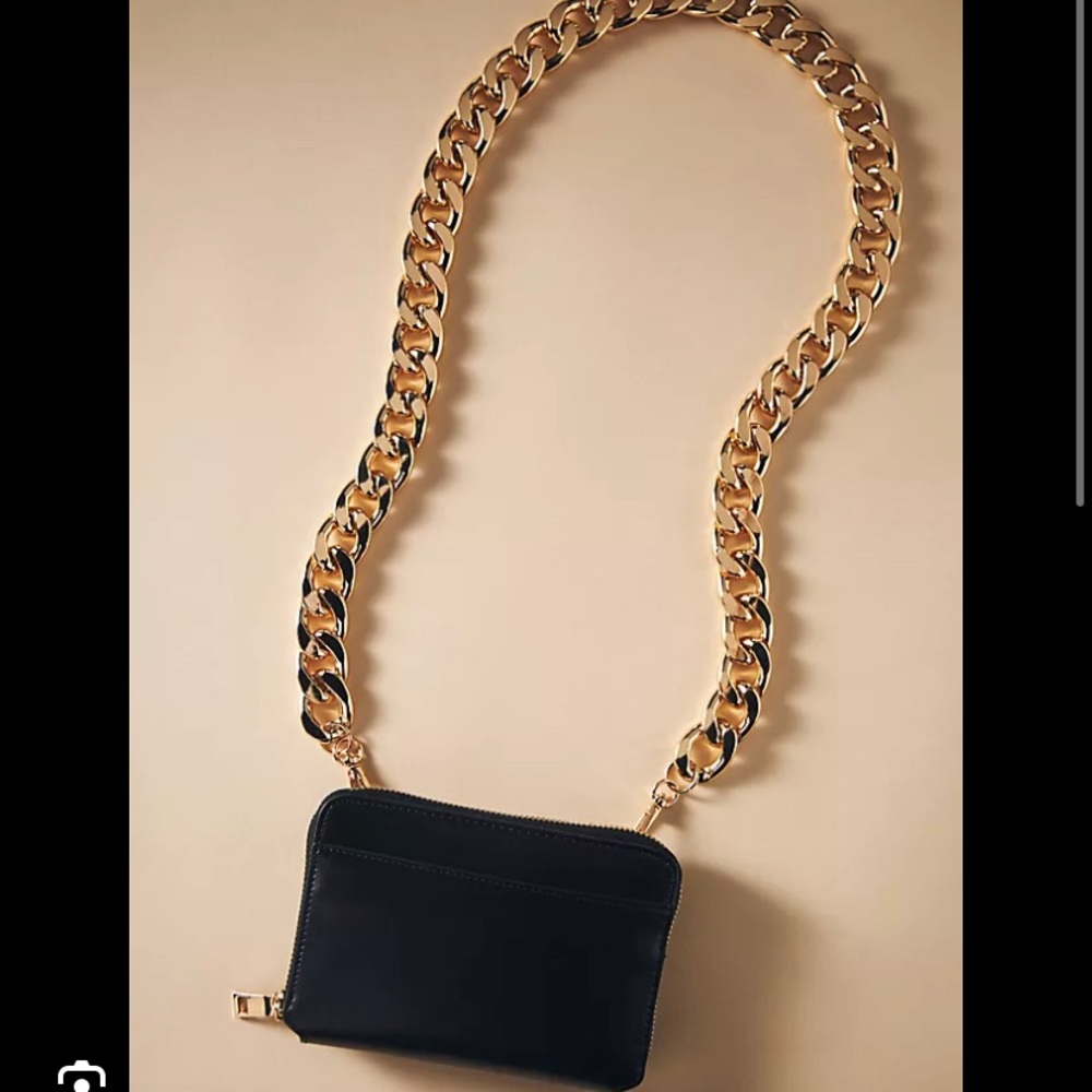 Anthropologie Chain Crossbody Bag, Black